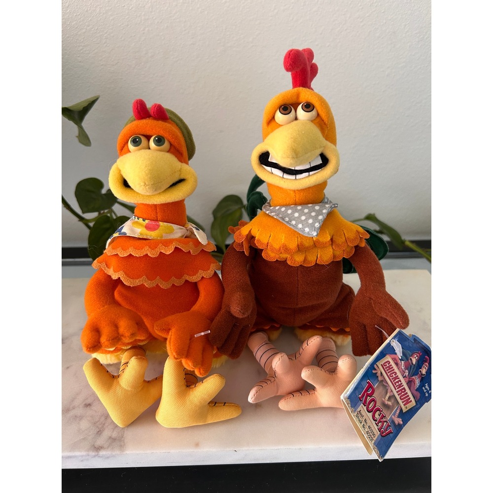 Vintage 2000 Chicken Run Rocky and Ginger Plush Set Playmates Toys DreamWorks
